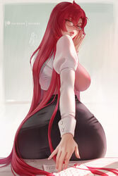 1girls aged_up alternate_costume ass big_ass breasts clothing female female_focus female_only glasses lipstick long_hair olchas solo teacher tengen_toppa_gurren_lagann very_long_hair wide_hips yoko_littner yomako