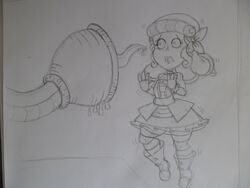 1girls aaronsimpson8 ass big_ass big_butt big_tail boots bubble_ass bubble_butt cell_(dragon_ball) crossover dat_ass dragon_ball dragon_ball_z earrings fat_ass female huge_ass huge_butt huge_tail imminent_vore laugh laughing legend_quest scared shiny shiny_ass shiny_skin sketch socks stockings struggle struggling tail tail_bulge teodora_villavicencio tongue tongue_out vore weird_crossover white_skin