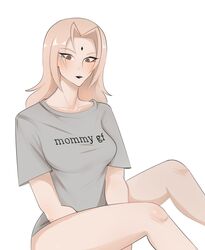 1girls black_lips black_lipstick female female_focus female_only lerimar milf naruto naruto:_road_to_ninja naruto:_the_last naruto_(classic) naruto_shippuden no_pants partially_clothed russian sfw shirt shirt_only simple_background tsunade white_background