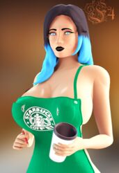 1girls 3d black_hair blue_eyes blue_hair breasts cup f4 female female_only femscout femscout_(alt_design) huge_breasts human human_female human_only iced_latte_with_breast_milk long_hair looking_at_viewer meme nose_piercing oc scout sfm simple_background solo source_filmmaker starbucks team_fortress_2 tf2 valve white_skin