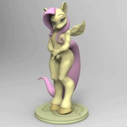 1:1 3d_(artwork) animated anthro anthrofied ass bambookat breasts digital_media_(artwork) equid equine feathered_wings feathers female fluttershy_(mlp) friendship_is_magic fur genitals hair hasbro hooves mammal my_little_pony nipples pegasus pink_hair pussy short_playtime solo straight_hair turntable_(animation) wings yellow_body yellow_fur