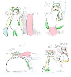 anthro belly belly_inflation big_belly big_breasts big_penis blonde_hair blush bodily_fluids breasts cactuscacti canid canine comic cum cum_drip cum_in_pussy cum_inside cum_pool dripping english_text excessive_cum female female_focus flat_chested fox fur genital_fluids genitals green_body green_fur hair hands_behind_back hi_res holding_belly huge_cock hyper hyper_belly hyper_cum hyper_inflation inflation jewelry large_insertion long_hair male male/female mammal open_mouth penetration penis questionable_consent raised_tail ridiculous_fit simple_background solo_focus stomach_bulge text thick_thighs wide_hips