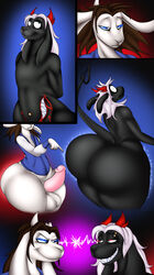 anthro ass big_butt bovid butt_expansion caprine demon duo erection expansion goat half_naked hi_res huge_butt magic male male/male mammal nightmare-arts nude piercing smile stomach_mouth