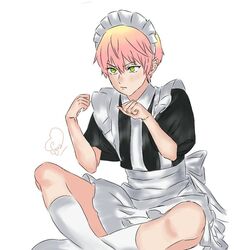 beaconcream crossdressing crossed_legs gay koneneeee maid maid_apron maid_dress maid_headdress maid_outfit maid_uniform male male_only minecraft_youtubers ytmci