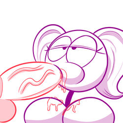 anthro blowjob boobs cum cum_in_mouth cum_inside dick_figures female maikyoh red_(dick_figures) red_cum stacy_(dick_figures) stick_figure stickman