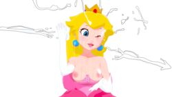 3d bukkake butts69420 cum cum_on_breasts cum_on_face cum_on_upper_body facial female female_only hi_res highres koikatsu mario_(series) nintendo png princess_peach topless transparent_background wink