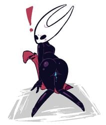 ! all_fours anthro arthropod ass black_eyes bodily_fluids clothing digital_media_(artwork) dripping_pussy featureless_feet female genital_fluids genitals holding_clothing holding_object hollow_knight hornet_(hollow_knight) insects looking_at_viewer looking_back looking_back_at_viewer nude pineapalooza pussy segmented simple_background solo team_cherry video_games white_background