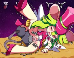 anthro breast_grab breasts cum_in_pussy green_hair mad_rat_(character) mad_rat_dead murid penetration plusion_d rat_god rat_god_(mad_rat_dead) rodent top_hat