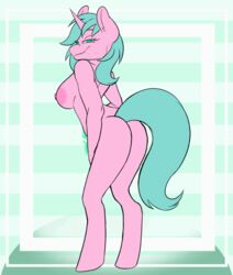 animal_humanoid animated anthro ass ass_shake breasts digital_media_(artwork) equid equid_humanoid equine eyelashes fan_character female friendship_is_magic fur hair hasbro hooves horn horse humanoid kandipop looking_at_viewer mammal mammal_humanoid mint_(disambiguation) mlp_g5 multicolored_hair my_little_pony nipples nude pastel pony short_playtime simple_background smile solo unicorn unicorn_horn unicorn_humanoid