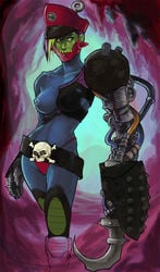 blue_skin breasts color female female_only front_view hat hook masters_of_the_universe mechanical_arm rule_63 solo standing tagme trap-jaw