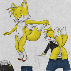 animal_genitalia animew anthro anus balls canid canine clothed clothing footwear fox genitals hi_res male mammal pants_down partially_clothed sega sheath socks sonic_(series) sonic_the_hedgehog_(series) tails