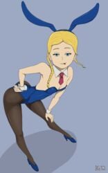 aged_up bandgeek32 blonde_hair blue_eyes bunnysuit high_heels long_legs pantyhose playboy_bunny smug victoria_best wordgirl