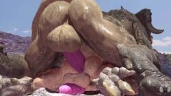 2boys 3_toes anal anal_penetration anal_sex animated anthro anthro_on_anthro ass balls balls_deep balls_touching bethesda_softworks big_ass big_balls big_dom_small_sub big_penis black_scales brown_body claws connivingrat cum cum_while_penetrated deathclaw domination fallout from_behind_position gay genitals hi_res horn humanoid_penis intraspecies leaking_cum lying_on_stomach male male_deathclaw_(fallout) male_only male_penetrated male_penetrating male_penetrating_male orange_eyes outside pink_penis precum prone_bone scales scalie sex size_difference sound source_filmmaker tail tan_body veiny_penis video video_games yaoi