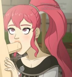 1girls animated anna_(fire_emblem) blowjob eye_contact fellatio fire_emblem fire_emblem:_three_houses lewdmation long_hair nintendo oral pink_hair ponytail purple_eyes red_hair skinny