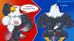 2021 abs abstract_background accipitrid accipitriform animal_crossing anthro anus apollo_(animal_crossing) ass avian back_muscles bald_eagle barazoku beak big_bulge big_muscles big_pecs bird birthday body_writing bulge closed_eyes clothing detailed_bulge dialogue eagle english_text genital_outline grumpyfloof hi_res huge_bulge male male_only muscular muscular_anthro muscular_male nintendo nipples pecs penis_outline rear_view sea_eagle simple_background smile solo standing talking_to_viewer text thong underwear url video_games