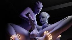 1futa 1girls 3d alien alien_girl areolae aria_t'loak asari asari_futanari balls big_balls big_breasts big_penis blue_skin bondage bound breasts duo erection female futanari handjob humanoid humanoid_penis intersex liara_t'soni likkezg mass_effect nipples nude penis restrained spread_legs