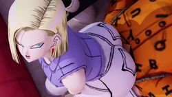 1boy 1girls 3d android_18 android_18_(majin_buu_saga) animated big_ass blonde_female blonde_hair blue_eyes clothed cunnilingus_through_clothes dragon_ball dragon_ball_z facesitting female_domination kishi longer_than_30_seconds milf moaning mp4 short_hair sleeveless_shirt sound tagme twerking video