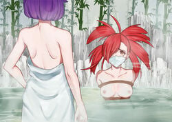 2girls arms_behind_back arms_tied_behind_back bondage bound breasts courtney_(pokemon) female female_focus female_only femdom femsub flannery_(pokemon) from_behind gag gagged gym_leader hot_spring imminent_rape imminent_sex in_water multiple_girls naked nipples nude onsen over_the_mouth_gag over_the_nose_gag pokemon pokemon_(anime) pokemon_oras pokemon_rse punksamurai purple_hair rape red_hair rope rope_bondage team_magma tied_up towel yuri