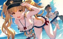 adjusting_hat beach bikini granblue_fantasy monika_weisswind