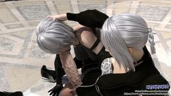 3d asian big_penis fellatio female futa_on_futa futanari intersex irrumatio kaine_(nier) kazkazuma light-skinned_female light_skin nier nier:_automata nier_(series) nier_replicant on_side oral oral_rape pale-skinned_female pale_skin penis pink_eyes rape white_hair yorha_a2