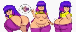 1boy 1girls anal_invitation anus areolae ass ass_cleavage bangs belly big_ass big_butt breasts bubble_butt butt_crack chubby chubby_female citrus_doodles crop_top curvaceous curvy disembodied_hand edit exposed exposed_anus exposed_ass eye_contact fat fat_ass female female_focus glitch_techs huge_ass inviting long_hair looking_at_viewer looking_back miko miko_kubota netflix nickelodeon nipples obese offscreen_character one_eye_closed pants pants_down pantyhose pantyhose_pull peace_sign purple_hair pussy skin_tight slightly_chubby smooth_skin standing sweat tagme tank_top thick_ass thick_thighs thighs triangular_anus two_tone_hair voluptuous white_background wide_hips