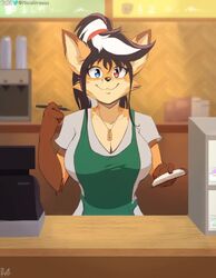 1girls 2021 2d 2d_(artwork) 2d_animation 2d_artwork animal_ear_fluff animal_ears animated animation anthro anthrofied apron apron_lift artist_name bait_and_switch bare_arms barista big_breasts black_hair blinking blue_eye blue_eyes blush bouncing_breasts breast_hold breast_squish breasts brown_fur cleavage clothed clothing cottontailva digital_art digital_media digital_media_(artwork) elizabeth_fox embarrassed exhibitionism eyebrows_visible_through_hair fangs female female_only flirting flustered fox fox_ears fox_girl fox_tail front_view furry furry_only giggle grin half-closed_eyes head_tilt heart heart-shaped_pupils heterochromia holding_notebook holding_pen huge_breasts humanoid humor iced_latte_with_breast_milk indoors jewelry large_breasts long_hair looking_at_viewer looking_away looking_to_the_side male_pov meme multicolored_eyes multicolored_fur multicolored_hair necklace notebook offscreen_character open_mouth orange_fur original pen ponytail pov red_eye red_eyes scared seductive seductive_look shirt shirt_lift shorter_than_30_seconds smile snout solo solo_female sound starbucks streaming_tears stuttering surprised tail talking_to_viewer tears teeth tied_hair tongue twitter twitter_logo twitter_username two_tone_fur two_tone_hair underboob undressing uniform video viejillox voice_acted voluptuous watermark white_hair wide_eyed