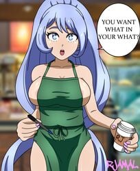 1girls artist_request big_breasts blue_eyes blue_hair iced_latte_with_breast_milk light-skinned_female light_skin long_hair meme my_hero_academia nejire_hado rjamal surprise surprised surprised_expression