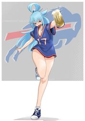 aqua_(konosuba) bare_legs blue_hair kono_subarashii_sekai_ni_shukufuku_wo! no_pants vialnite