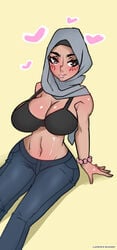 1girls big_breasts bolapistarize breasts female hijab shirtless
