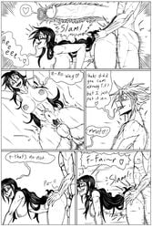 2d art ass black_and_white black_and_white_drawing cloud_strife comic comic_page dialogue dialogue_box final_fantasy final_fantasy_vii kiahl story tagme tifa_lockhart