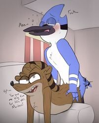 2021 2boys absurd_res anal anal_sex annoyed anthro anthro_on_anthro anthro_penetrated anthro_penetrating anthro_penetrating_anthro avian beak best_friends bird blue_body blue_fur blue_jay blush blush_lines brown_body brown_countershading brown_fur cartoon_network chunknudies corvid couch_sex countershading dialogue duo english_text from_behind_position fucked_silly fur furniture gay gay_sex half-closed_eyes hi_res interspecies jay_(bird) looking_pleasured male male/male male_penetrated male_penetrating male_penetrating_male mammal mordecai_(regular_show) narrowed_eyes new_world_jay nude open_beak open_mouth oscine passerine penetration procyonid raccoon regular_show rigby_(regular_show) sex sofa teeth text tongue waist_grab white_body white_countershading white_fur yaoi