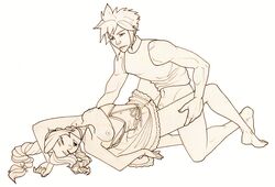 1boy 1girls aerith_gainsborough arm_over_head arm_support bottomless_male breasts breasts_out breasts_out_of_bra clothed clothed_sex cloud_strife couple delenahupp dress dress_lift ecstasy final_fantasy final_fantasy_vii final_fantasy_vii_remake hand_on_thigh hand_over_head happy happy_sex lifted_by_another long_braid long_hair missionary missionary_position monochrome necklace nipples on_floor on_ground orgasm_face pulled_down_top romantic sleeveless_turtleneck spiky_hair square_enix straight sweater thigh_grab thighs toned_male turtleneck vaginal_penetration