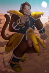 absurd_res anthro brown_body brown_fur clothed clothing dragon_ball dragon_ball_z fur genitals hi_res looking_at_viewer male male_only mammal miss_crex nappa oozaru penis primate red_eyes saiyan solo