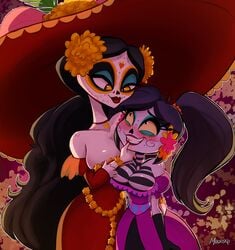 20th_century_fox 2girls big_breasts blush breasts canal_5 catalina_la_catrina cleavage crossover cute dia_de_los_muertos female female_only imminent_sex la_muerte magaska19 reel_fx_animation skeleton sugar_skull televisa the_book_of_life yuri