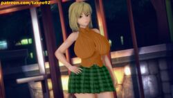 1girls 3d 3d_(artwork) ashley_graham ashley_graham_(brooke_elizabeth_mathieson) bare_arms big_breasts blonde_hair brown_eyes curvaceous curvy female_focus female_only hand_on_hip huge_breasts koikatsu large_breasts looking_at_viewer night open_mouth patreon pinup pinup_pose resident_evil resident_evil_4 revealing_clothes short_skirt skirt smile solo standing takeo92 telephone_booth text tight_clothing wide_hips