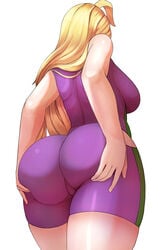 1girls ass ass_support big_ass big_breasts blonde_hair bodysuit breasts favorite female grabbing_own_ass history's_strongest_disciple_kenichi huge_ass lixiart miu_furinji solo standing thick_thighs thighs tight_clothing white_background