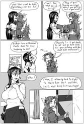 2d art black_and_white black_and_white_drawing comic comic_page final_fantasy final_fantasy_vii kiahl monochrome story tifa_lockhart