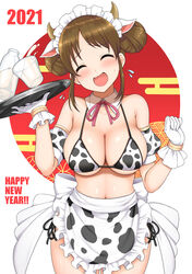 2021 amano_suzume cow_print new_year princess_connect! princess_connect!_re:dive suzume_(princess_connect!)