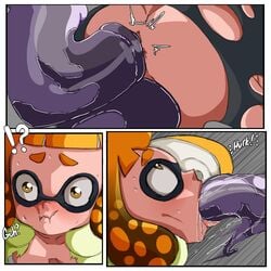 1girls agent_4_(splatoon) all_the_way_through anal anal_sex comic domino_mask double_penetration inkling inkling_girl inuyuru nintendo orange_hair rape ripped_clothing rolling_eyes splatoon splatoon_2 splatoon_2:_octo_canyon tentacle tentacle_rape tentacle_sex vaginal_penetration wince