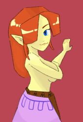 1girls covering_breasts cremia happy_female long_hair low_poly majora's_mask malon ocarina_of_time sexually_suggestive the_legend_of_zelda