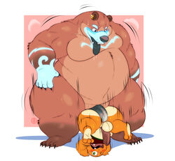 absurd_res anal anal_sex anthro anthro_on_anthro anthro_penetrated anthro_penetrating anthro_penetrating_anthro balls belly big_dom_small_sub bjorn_(sturattyfur) blue_body blue_fur blue_markings brown_body brown_fur charmander dominant duo ear_piercing fan_character fat fur genitals green_eyes hadou hi_res larger_male male male/male male_penetrated male_penetrating male_penetrating_male mammal markings moobs motion_lines nintendo obese obese_male overweight overweight_anthro overweight_male penetration penis piercing pokémon_(species) pokemon satsui-n0-had0u size_difference smaller_male thick_thighs tongue tongue_out ursid video_games