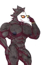 1boy 4_fingers abs anthro areola areolae avian balls belly_button biceps bird black_areola black_balls black_body black_fur black_nipples black_penis colored deltarune deltarune_chapter_2 drawthread_request erection fur furry genitals glasses hairy hairy_chest half-erect male male_only mask moobs naked nipples nude pecs pectorals penis retracted_foreskin smiling solo solo_male swatch_(deltarune) tagme testicles thespanker_(artist) traditional_media_(artwork) uncut vein veiny veiny_penis video_games watch white_background white_mask