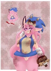 1girls big_breasts blood fan_character halloween_costume kittyq maria_rose_(kittyq) original_character pink_eyes pink_fur pink_hair pink_skin scary_face skinned sonic_(series) sonic_oc thick_thighs