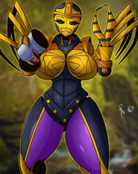 1girls beast_wars big_breasts big_thighs blackarachnia female female_focus female_only iced_latte_with_breast_milk meme robot robot_girl robot_humanoid smile smiling smiling_at_viewer thick_thighs tr_yithaz transformers yellow_body