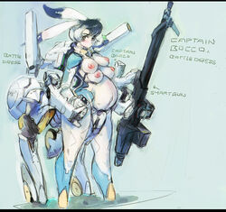 1girls 2021 4_breasts animal_ears anthro black_eyes black_hair bokko breasts bunny_ears curvy english_text female gun lagomorph large_breasts looking_at_viewer mammal mecha mecha_musume multi_breast nipples osamu_tezuka_works pregnant rabbit rabbit_humanoid short_hair sketch solo standing taur text the_amazing_3 thick_thighs two_tone_hair ukatsu_juuzou white_fur white_hair