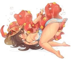 female hat octillery pokemon pokemon_sm tentacle wet wet_clothes