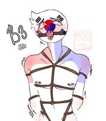 1boy anthro bondage countryhumans gag gagged gagging gay humanoid male male_only malesub questionable_consent showing_off solo south_korea south_korea_(countryhumans) tied_up