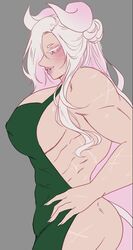 elyunae horns huge_breasts iced_latte_with_breast_milk meme muscular_female nipple_bulge scar sideboob starbucks