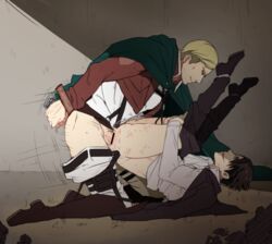 2boys anal anal_sex attack_on_titan erwin_smith gay levi levi_ackerman male male/male male_only male_penetrated male_penetrating male_penetrating_male shingeki_no_kyojin unknown_artist yaoi