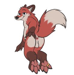 anthro anus balls canid canine feet fox genitals lazarus_(wulfenski) male male/male mammal overweight overweight_male pawpads raised_tail red_fox solo wulfenski_(artist)